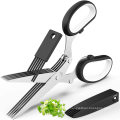 Updated 2020 Herb Scissors Set Cool Kitchen Gadgets for Cutting Fresh Garden Herbs - Herb Cutter Shears with 5 Blades and Cover